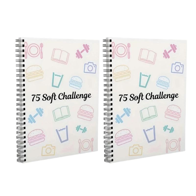 75 Day Challenge Planner Twin Coil Binding Daily Planner Diet Workout Reading Tracking Planner Journal Notebook 21x14cm