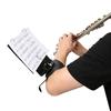 Black Arm Mounted Music Holder, Flute Lyre, Adjustable Forearm Sheet Folder with 5 Sleeves and ABS Panel for Band Use, Reading Support, and Practice
