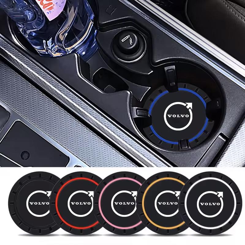 For Volvo XC90 XC60 V50 S60 V70 V60 V40 S90 olestar AWD XC40 S80 T6 Car Coasters Water Cup Slots Non-Slip Mat Waterproof Cup Pad HD0