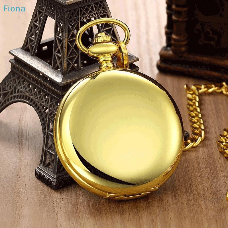 Orologio da tasca circolare dorato da uomo Orologio da tasca al quarzo con catenella vintage Regalo souvenir