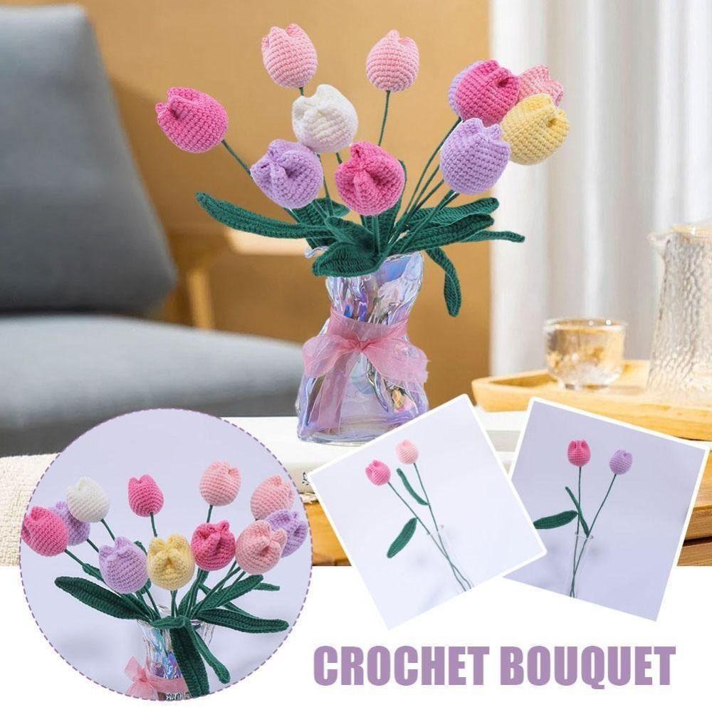 

Имитированный цветок ручной работы Вязаный 3D цветочный орнамент Новый вязаный крючком цветок