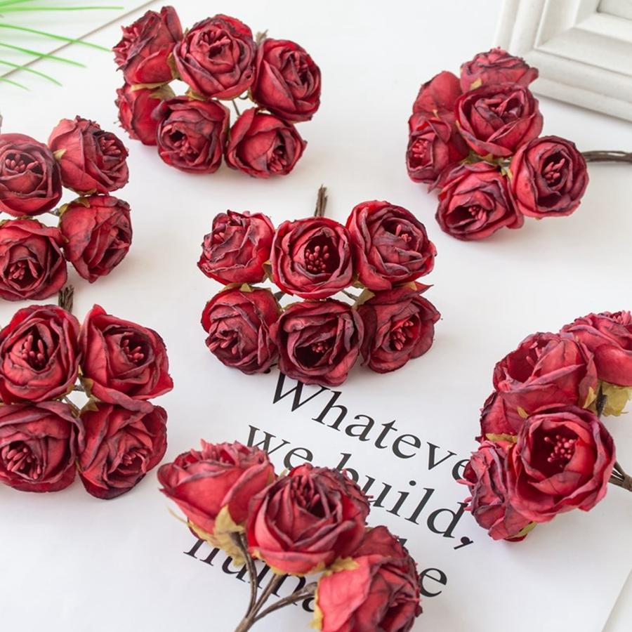 6 Stück Künstliche Blumen Seide Staubblatt Rose Für Hochzeit Brautstrauß Deko Zuhause Wohnzimmer Bonsai DIY Weihnachts-Kranz Zubehör