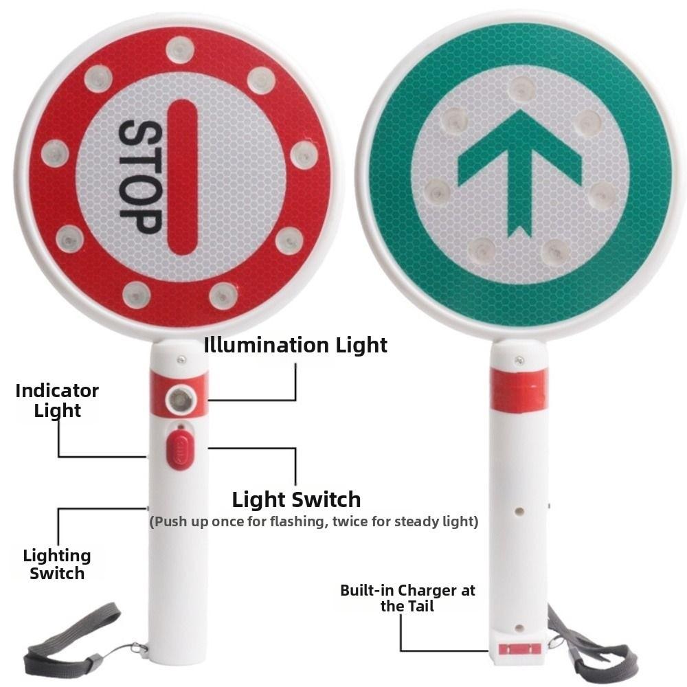 Reversible Handheld Stop Sign LED Road Safety Sign Traffic Control Sign Stop Go Sign  Parking Lot