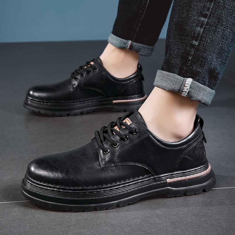 Fashion 2025 Men's British Style Retro Casual Shoes Men Thick Sole Fashion Comfy Work Sneakers Lace-up Comfortable Outdoor Shoes Mens