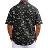 Camisa de hombre con cuello cubano Estampado de camuflaje Manga corta Verano Ropa casual