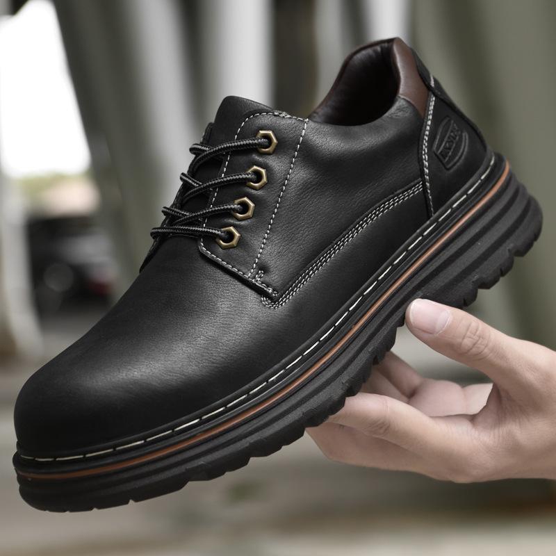 Autumn new outdoor casual leather shoes men's low-top cowhide tooling shoes men's lace-up men's single shoes tide