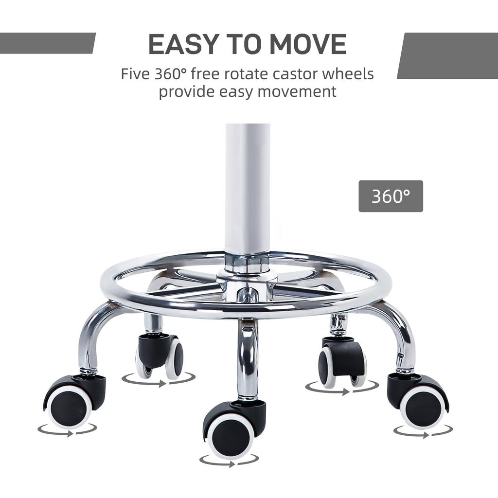 Pu Leather Rolling Stool Height Adjustable Stool Chair With Wheels For Salon Massage Spa Grey
