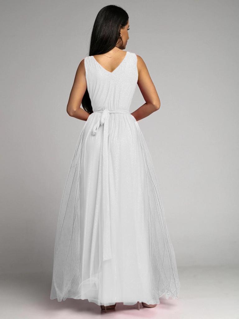 2024 Glamorous V-neck Waist-cinching Slim Slit Sparkling Evening Gown