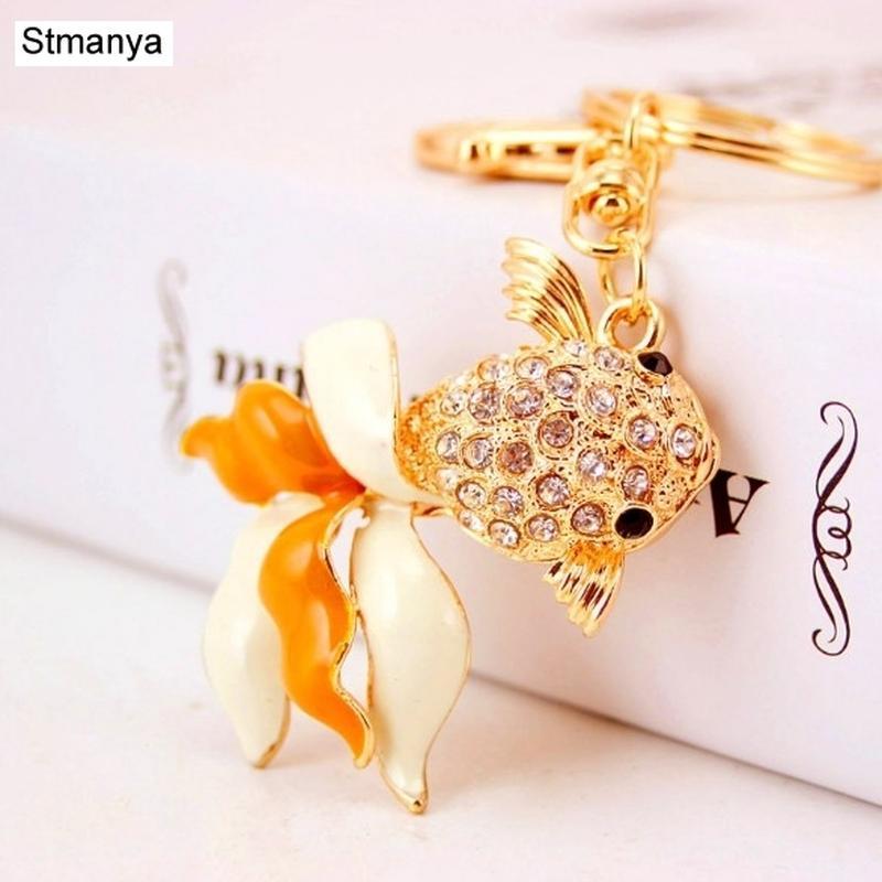 Buy High Quqntity Crystal Fish Key Chains Holder Goldfish Bag Buckle