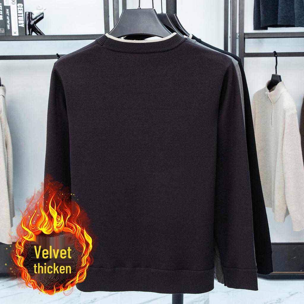 Men's Autumn Winter Embroidered Wool-Blend Knit Sweater