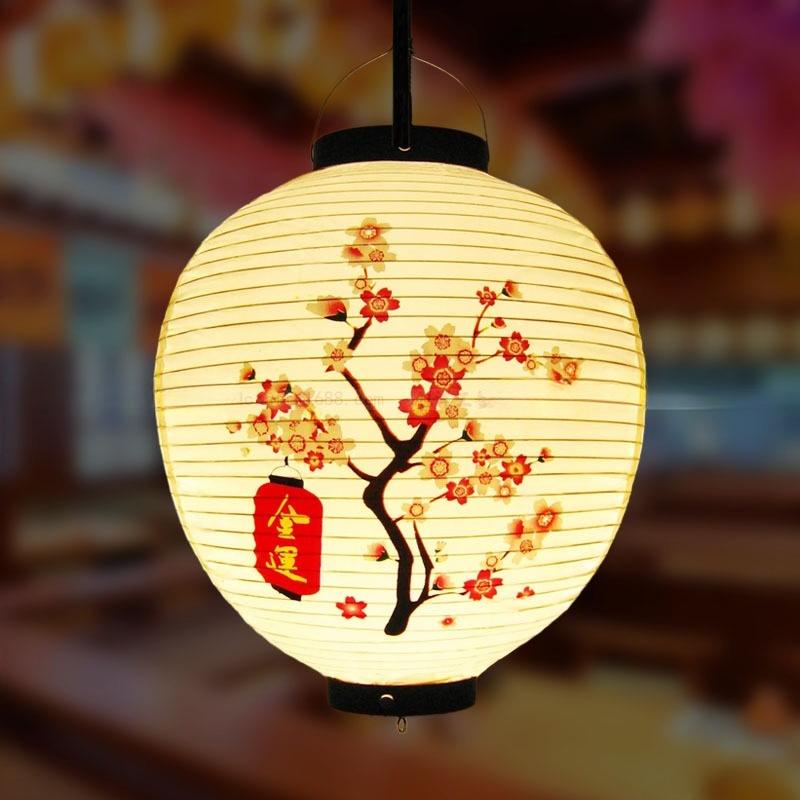 Red/Beige 30cm PVC Waterproof Japanese Lantern Korean Ramen Sashimi Izakaya Cuisine Shop Restaurant Decor Traditional Lantern