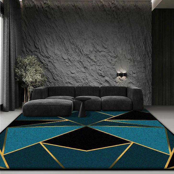 Black Geometric Large Living Room Carpets Modern Decoration Bedroom Bedside Easy Clean Rug Office Coffee Tables Antiskid Mats