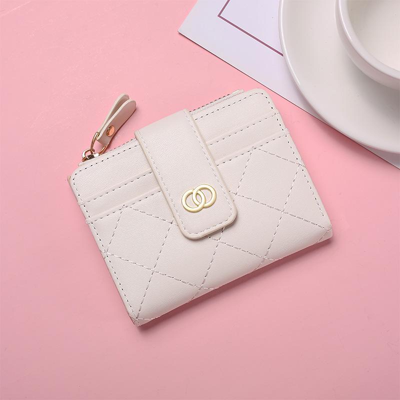 2024 Spring Women's High-End Zipper Coin Purse: Short Solid Color Wallet & Card Holder