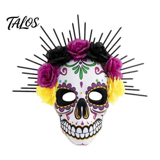 Halloween Skull Mask Mardi Gras Mask, Venetian Party Sugar Rose Flower Masquerade Masks for Cosplay Mexican Flexible Costume