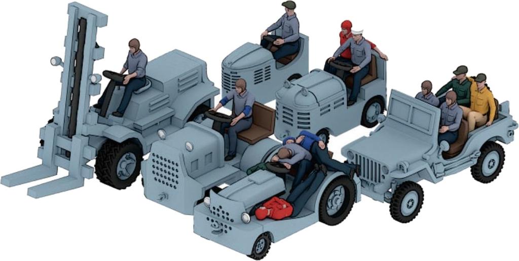 Triumph Model WW2 US Navy Aircraft Maintenance Crew and Carrier Deck Vehicle Plastic Model Parts TRFP35016 1/350 (47 Figures) (14 Units) (Ship)