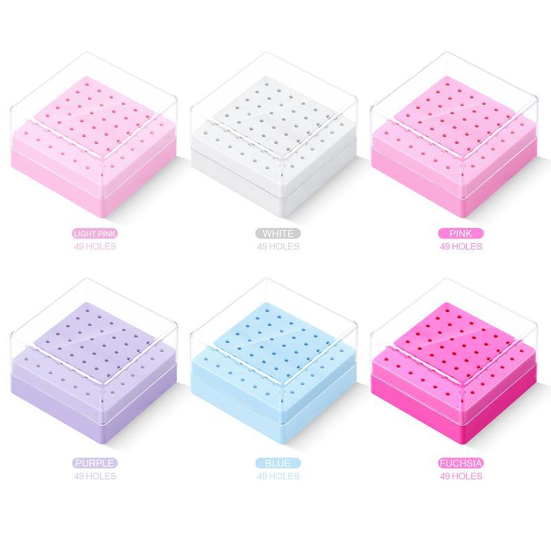 1Pcs Nail Grinding Head Holder Stand 49 Holes Nail Drill Bits Head Storage Box Milling Cutter Holder For 2.35Mm Shank