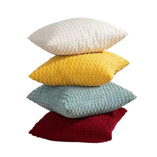 4Pcs Corduroy Throw Pillow Cover 3D Texture Plush Pillow Case Solid Color Cushion Cover