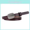 Elegant Real Leather Belt For Women With Slim Profile And Metal Closure For Casual Dresses