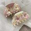 New Sweet Flower Hair Claw Rhinestones Acetate Claw Clip Cream Color Crab Hair Clips Hair Accessories for Woman Girls