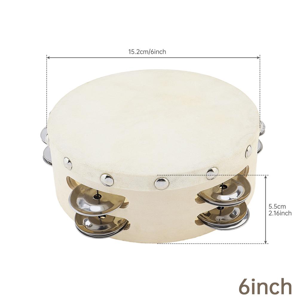 Holz Doppelreihe Schellen Tamburin 6 8 10 Zoll Schaffellkopf Handglocke Handtrommel Schwerlast Kirche Tanzparty KTV Professionelles Rhythmusinstrument