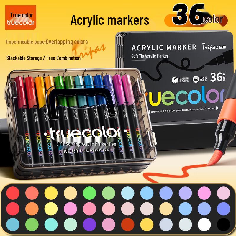 TRUECOLOR Washable Soft Tip Acrylic Markers for Kids