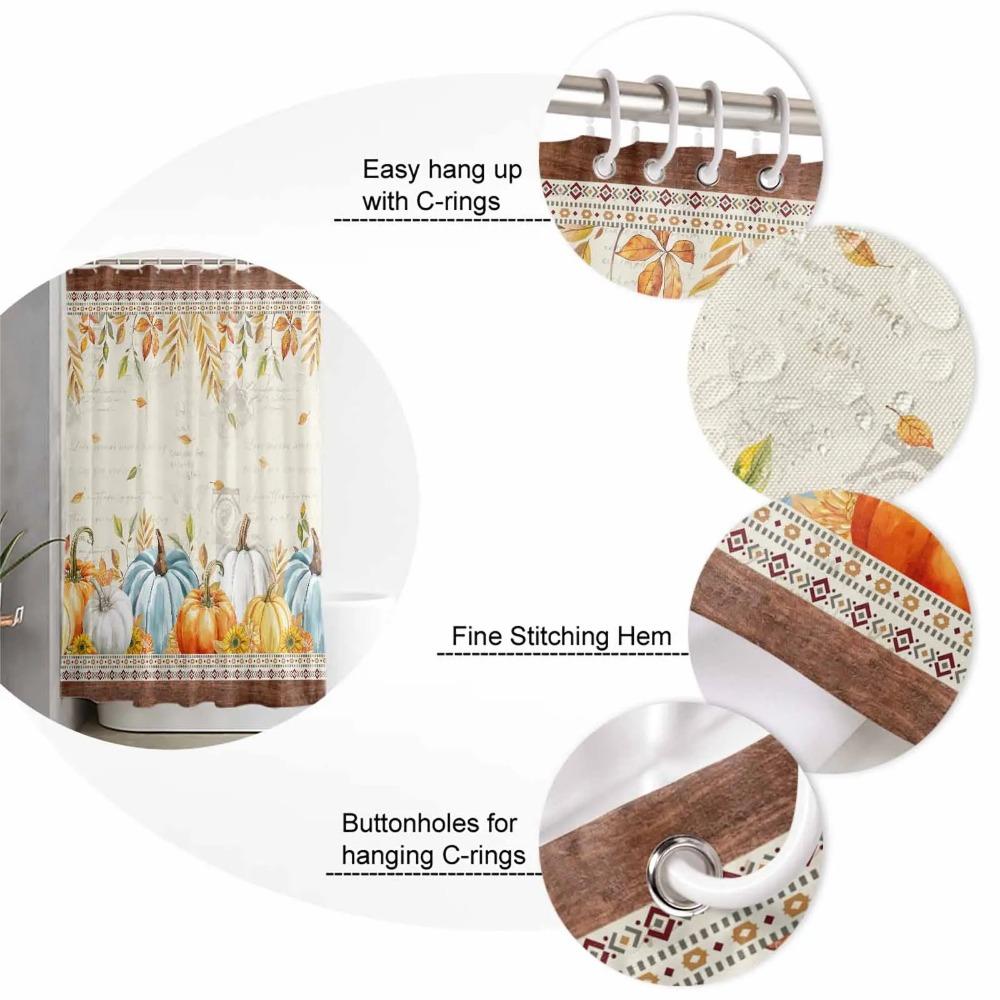 Southwest Wind Pumpkin Leaves Shower Curtains Waterproof Bath Curtains Home Decor Modern Luxury Bathroom Curtain