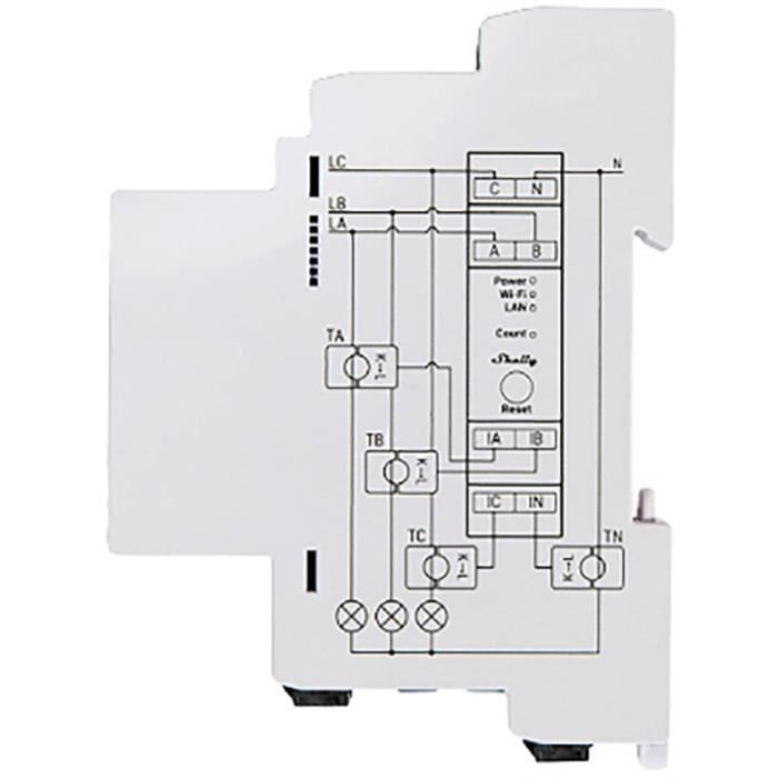 Compteur de courant - Shelly - Pro 3EM - Wi-Fi - Bluetooth - Précision 1%