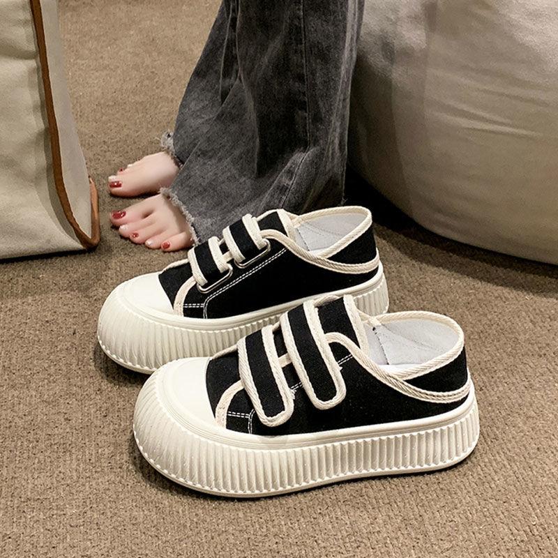 Fashion Women's Canvas Shoes Spring Autumn Round Toe High on Platform Black Ladies Footwear 39 Offers Daily Routine Cotton Sale Quality