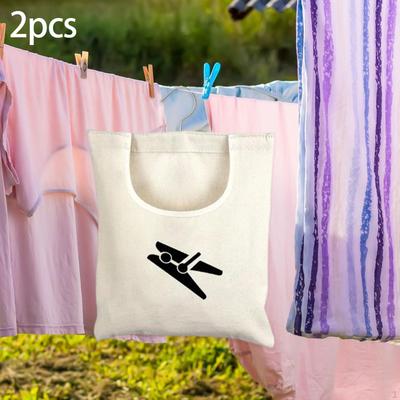 2Pcs Clothespin Storage Bags Clothes Pin Hanging with Hook Peg Organizer for