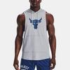Under Armour Mouwloos Sportvest met Capuchon en Logo Print Heren Tops Heather-Grijs 1376939-035