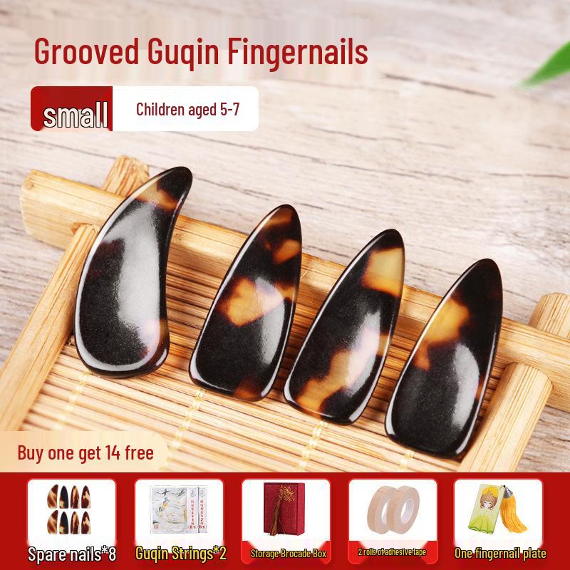 Authentic Tortoiseshell Colored Guzheng Fingernails for Children - Professional Performance Grade, Medium Size