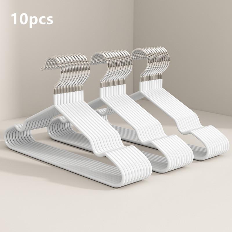 10Pcs Traceless No-slip Clothes Metal Hangers Durable Strong Household Space Saver For Organization Of Bedroom