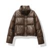 Women Thickened Mock Neck Cotton-padded Jacket Single Breasted Pocket Casual Down Coat Winter Warm Loose Short Coat Fall