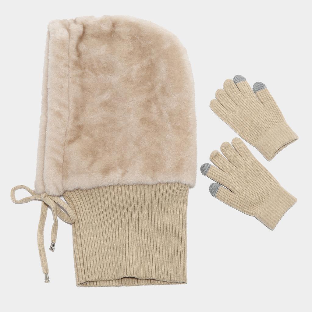 Adult Winter Trapper Hat, Neck Cover and Gloves Set, Windproof Lined with, Warm Outdoor Set