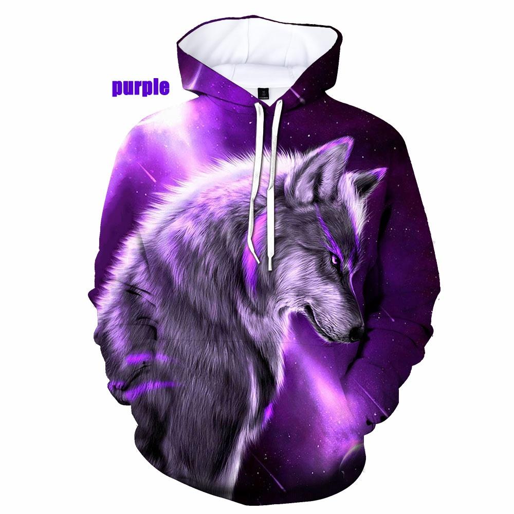 New Fashion Wolf Hoodies 3D Animal Wolf Printed Hoodie Casual Men Women Hooded Pullovers