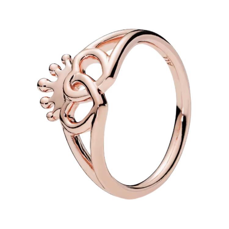 Pandora Heart Design Copper Silver Alloy Ring Unisex rings Rose-Gold 187685_1 Box,54