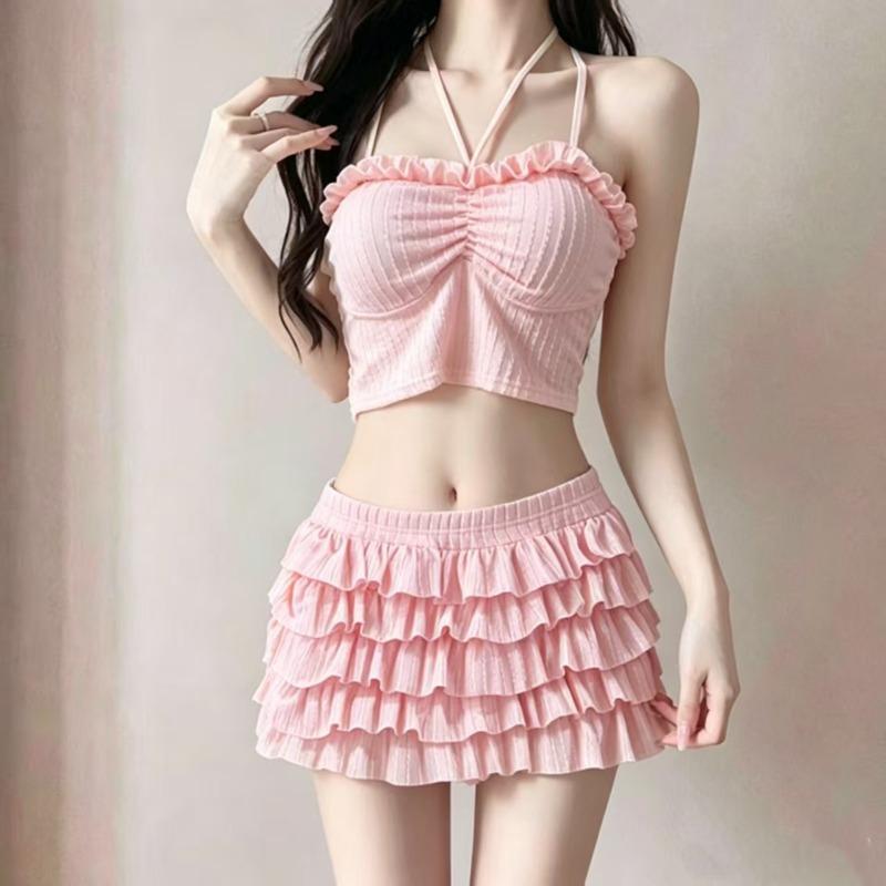 [Glutinous Rice Sweetheart] Split Swimsuit Women's Cake Skirt Split Two-piece Skinny Girl Sweet Girl Swimsuit Women