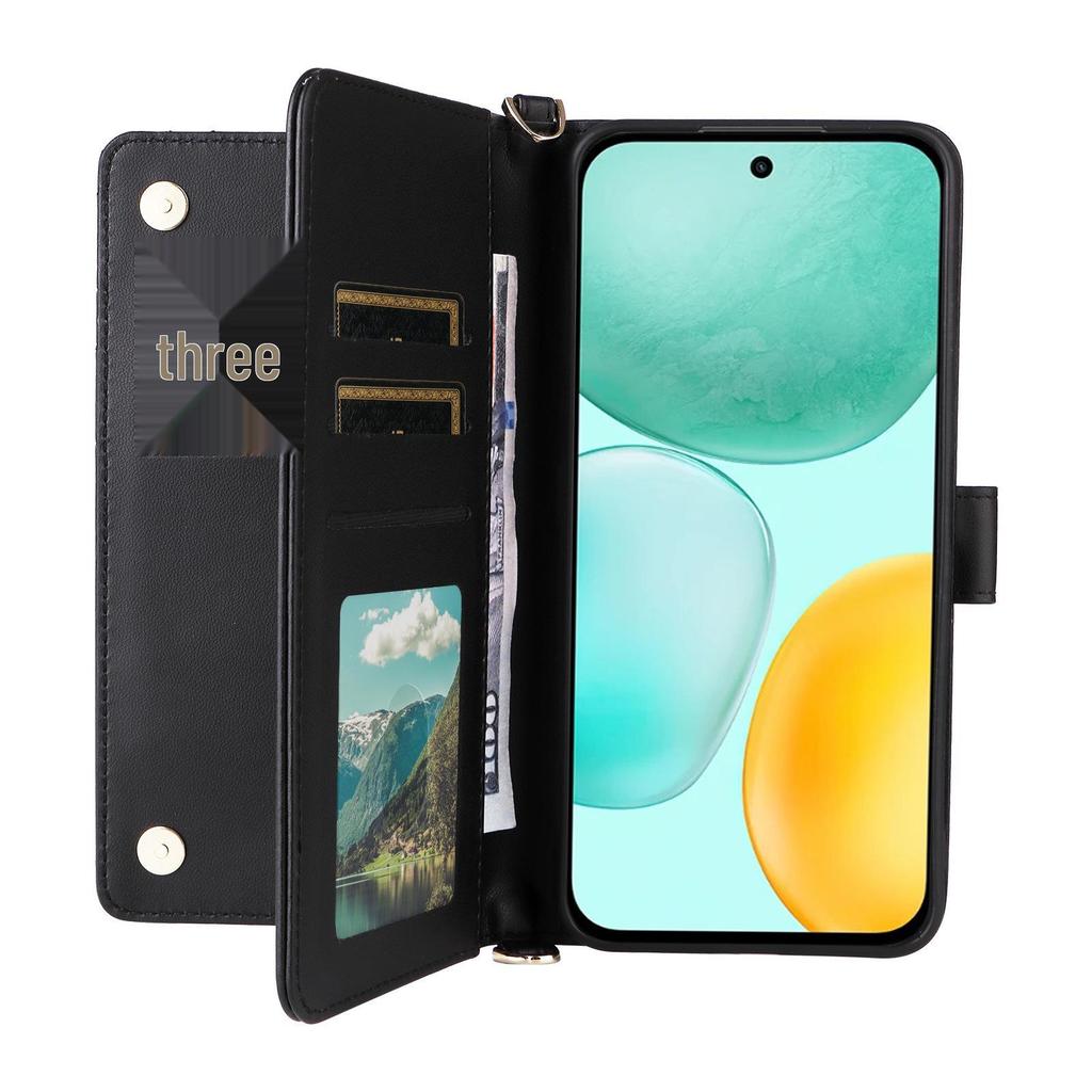 Honor X6C Wallet Phone Case with Drop-Proof Protection, Multi-Card Slots & Lanyard