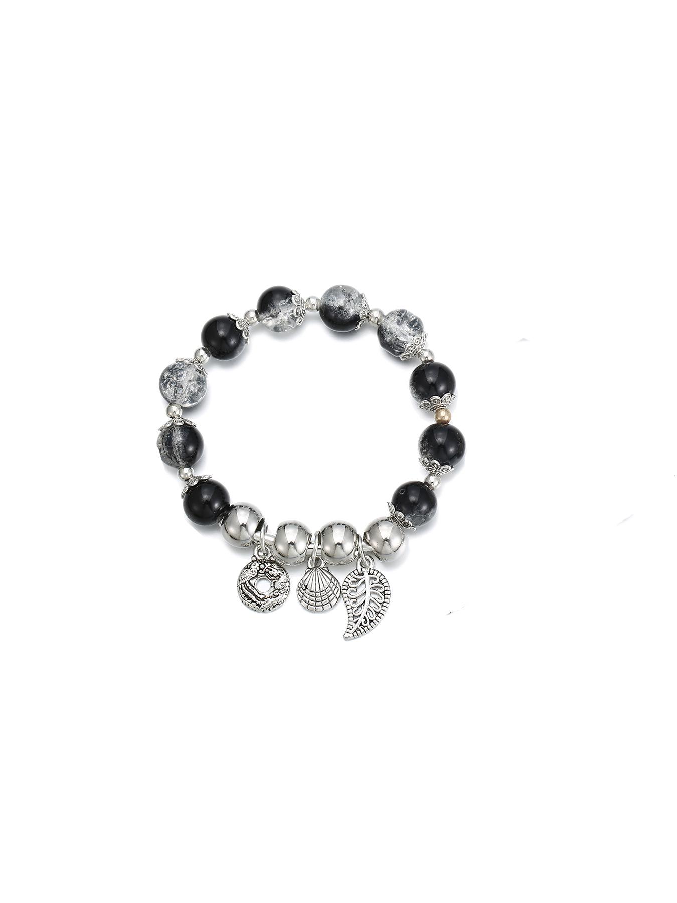 Handmade European-American Beaded Bracelet with Versatile Beads and Exquisite Leaves