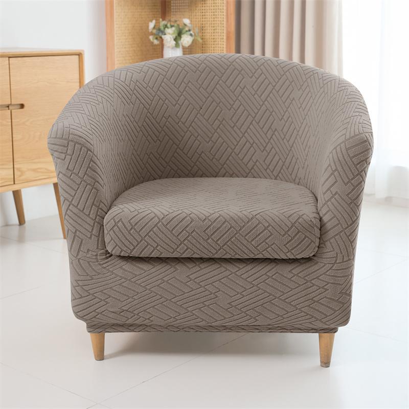 2pcs/set Jacquard Club Tub Chair Cover with Cushion Cover Elastic Armchair Slipcover Non Slip Couch Cover Furniture Protector