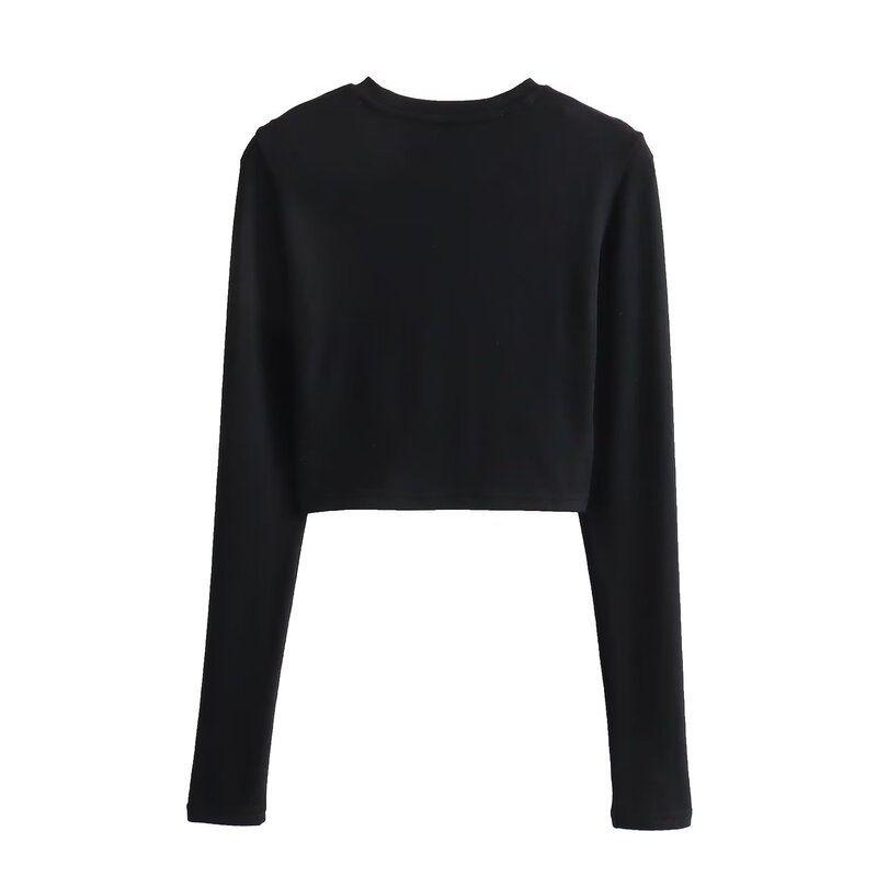 Fashion Style Fall and Winter New Arrival Women's Clothing Slim Looking Easiest for Match Cotton and Modal Blended Short T-shirt 3641816 251