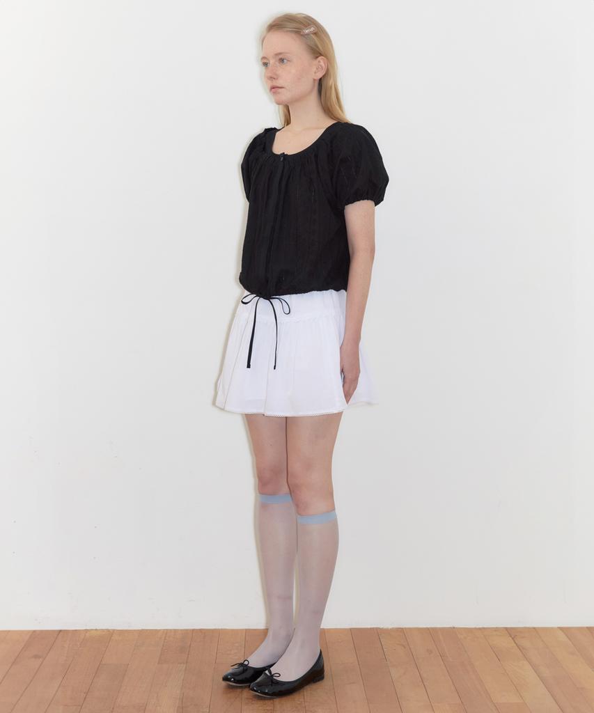 SINOON Shirring Half Blouse (Black)