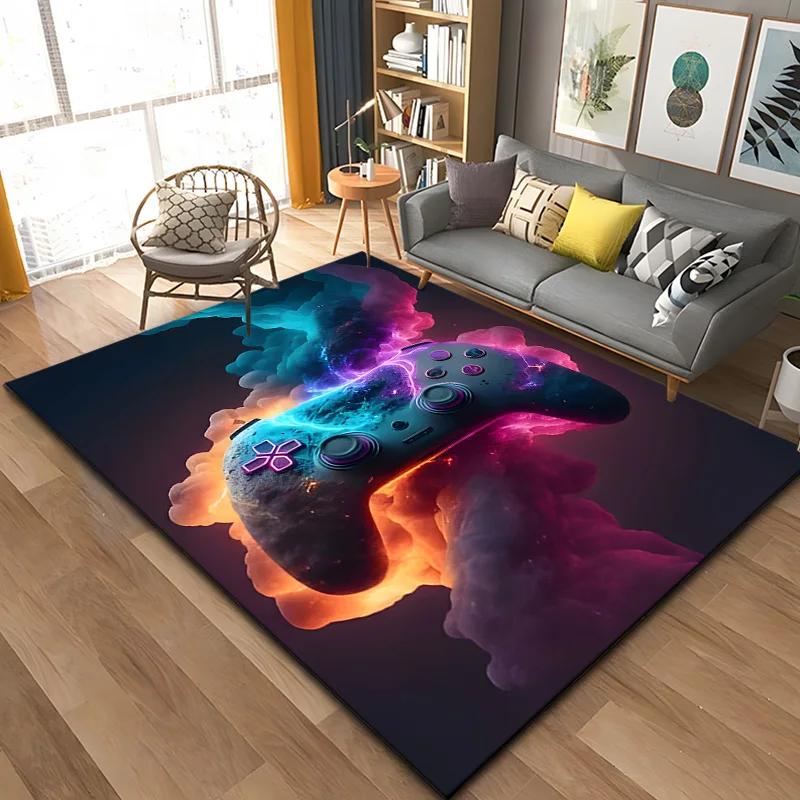 3D 80er Jahre Gamer Controller Bereichsteppich Groß, Teppich für Wohnzimmer Schlafzimmer Küchendekoration, Teppiche für Schlafzimmermatte Zuhause