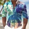 Camicie da uomo a maniche lunghe con stampa di palme, cardigan casual, nuovi bottoni, camicie moda per le vacanze