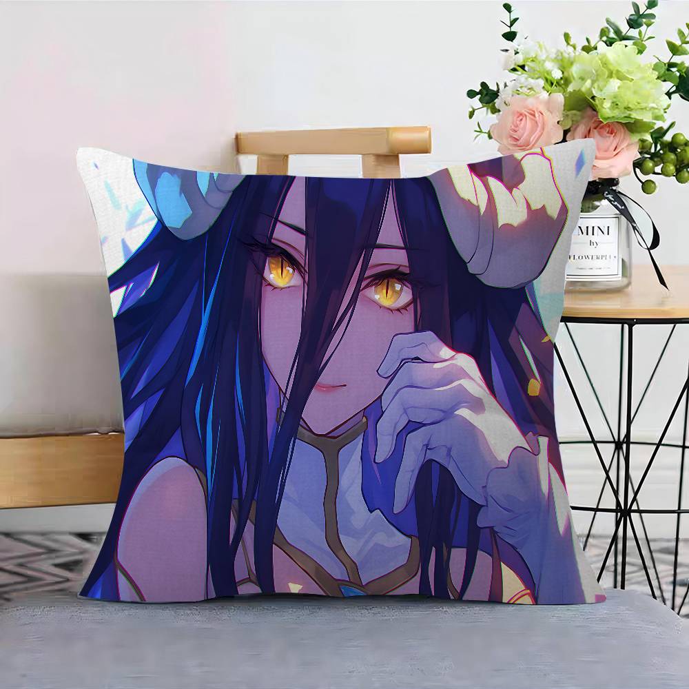 Gamer Albedo Anime Sexy Girls Cushion Cover Polyester Sofa Cushions Decorative Throw Pillows Home Decoration Pillowcover