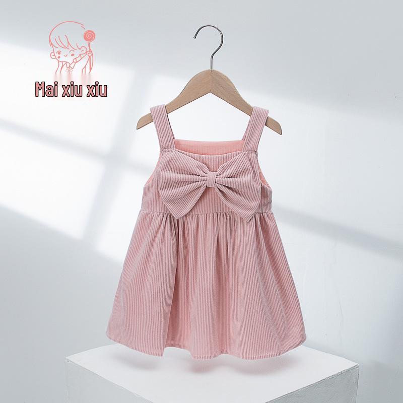 

Mai Xiuxiu Corduroy Girls Dress - Autumn/Winter Korean Style Princess Dress 90cm розовый