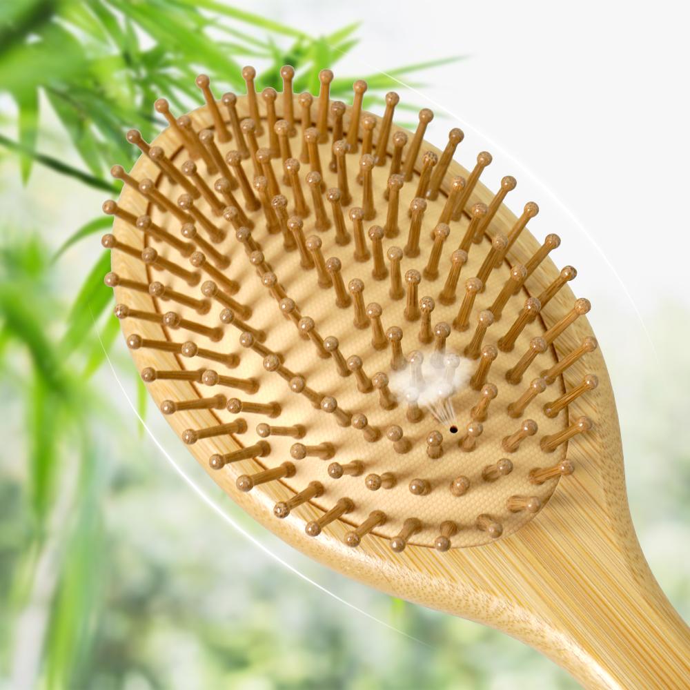 Bamboo Cushion Comb Set: Bristle & Non - Bristle Options, Scalp Massage, Anti - Static Detangler for All Hair, Home Styling Tool