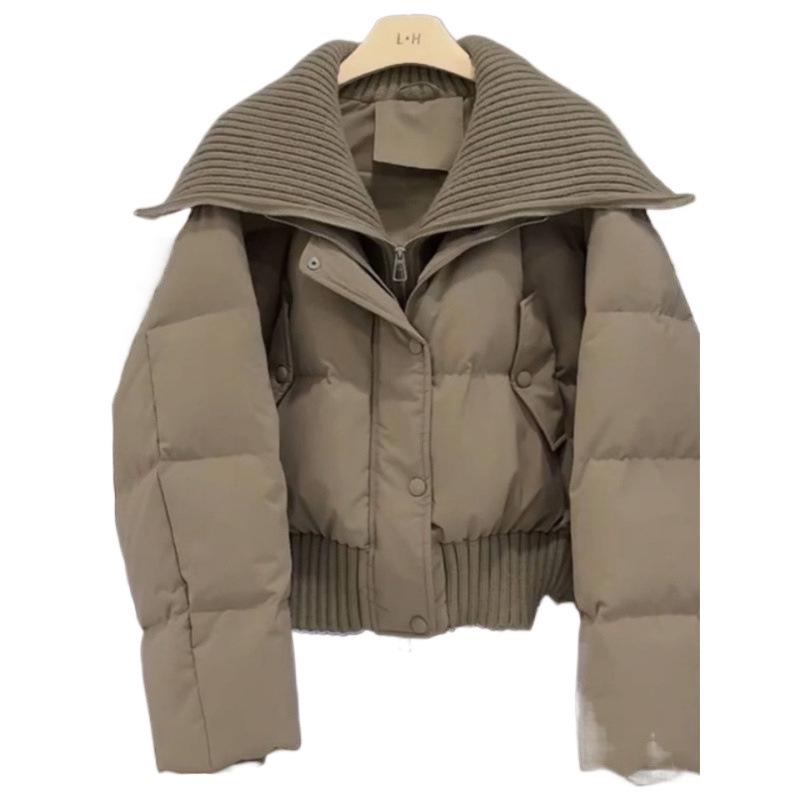 2024 High-Waist Short Winter Coat for Women - Stylish Lapel, Warm Cotton Outerwear