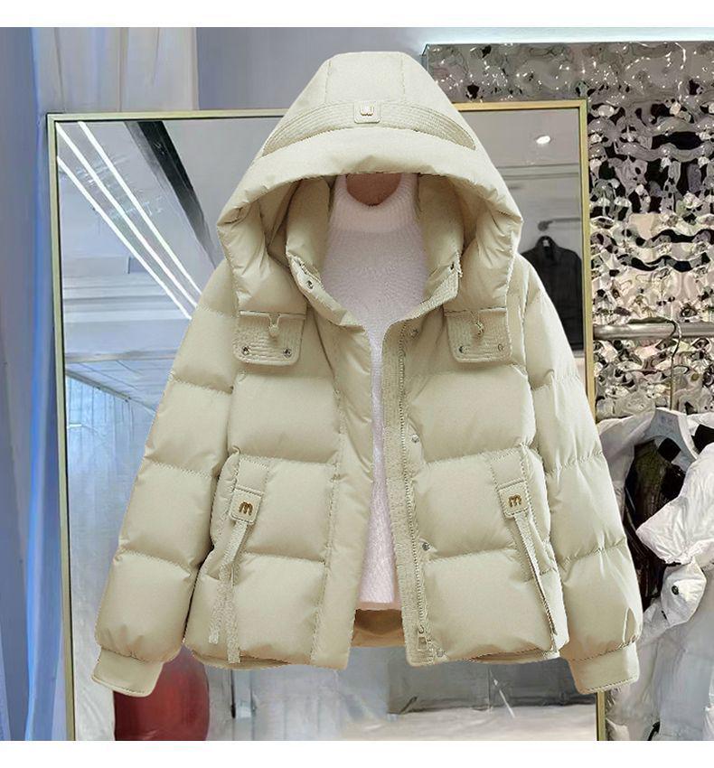 Palton Scurt de Bumbac pentru Femei - Iarnă 2025 Stil Coreean, Croială Lejeră Versatilă, Guler Înalt Îngroșat, Jachetă Trendy Căptușită cu Bumbac