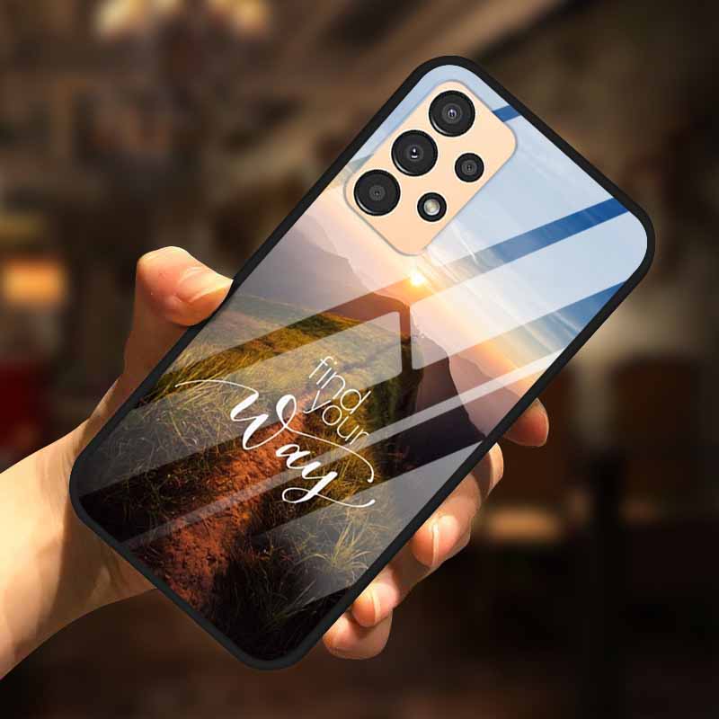 For Samsung A13 Case A23 A52 A72 4G M52 A52S 5G Luxury Tempered Glass Hard Back Cover for Samsung Galaxy A13 4G Phone Cases Capa
